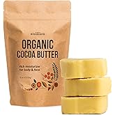 Organic Cocoa Butter Raw Unrefined - Food Grade USDA Certified - for Scars, Stretch Marks Cream - 100% Cocoa Butter Raw Organic for Skin Moisturizer, Lip Balm 8 oz