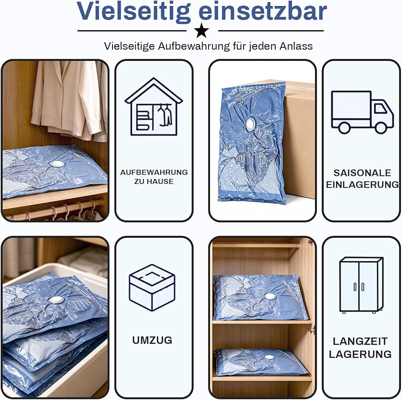 Vakuumbeutel für Kleidung mit Elektrischer Pumpe,16 Stück (3 * 74x54cm, 5 * 64x47cm, 8 * 54x40cm), Wiederverwendbare Vakuumierbeutel Kleidung Geeignet für Reisen, Tägliche Aufbewahrung