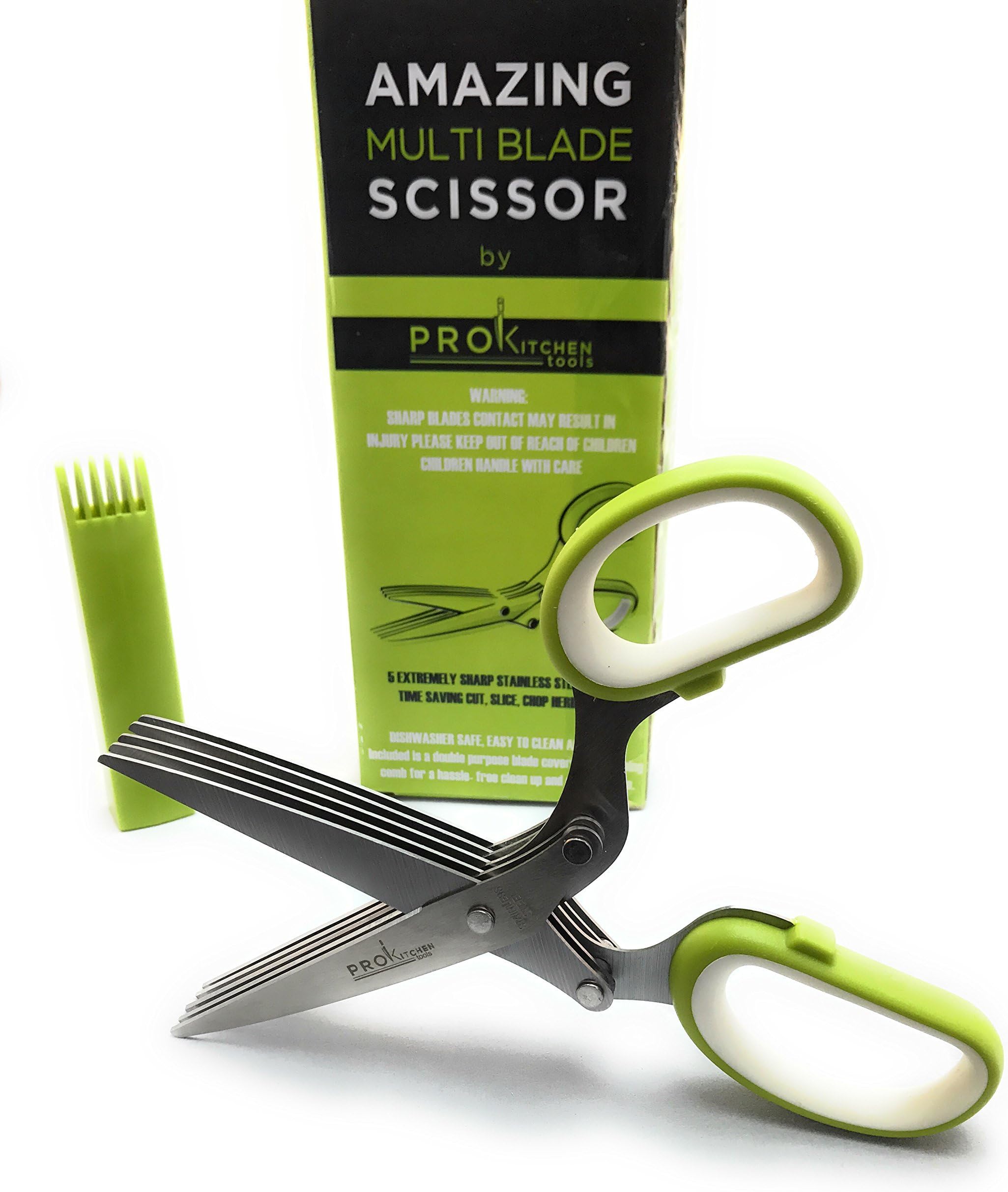 Amazing Multi Blade scissors by Prokitchen Tools.BEST Herb Scissors in Premium Gift Box - Soft Touch Handles - Strong Grip - Rust Resistant!More free time. 90 days Money back Guarantee. Every single Product is QUALITY TESTED and DISPATCHED from the UK