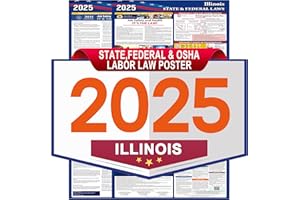 RSGIFT Illinois Labor Law Poster Set 2025 - State, Federal and OSHA Compliant Laminated Post - All in One Required Compliance Posting 16" x 40" English Version 2PCS - Ideal for Posting in The Workplace