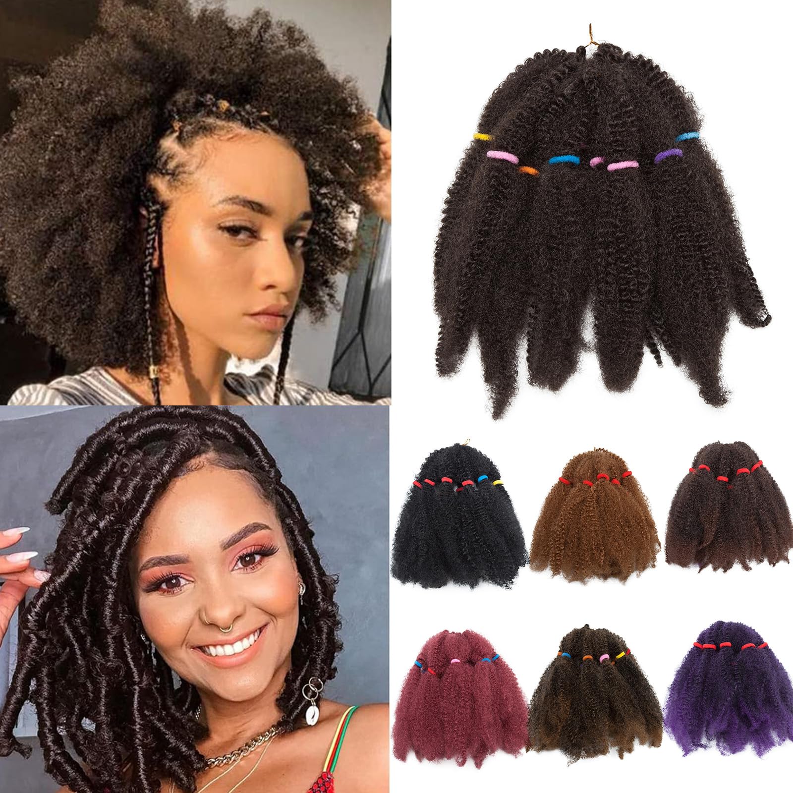 6 Bundles/Pack Curly Crochet Hair Bulk Braiding Hair 11 inch 240g Kinky Crochet Afro Kinky Twists Crochet Hair Extensions Hair Extensions Dark Brown
