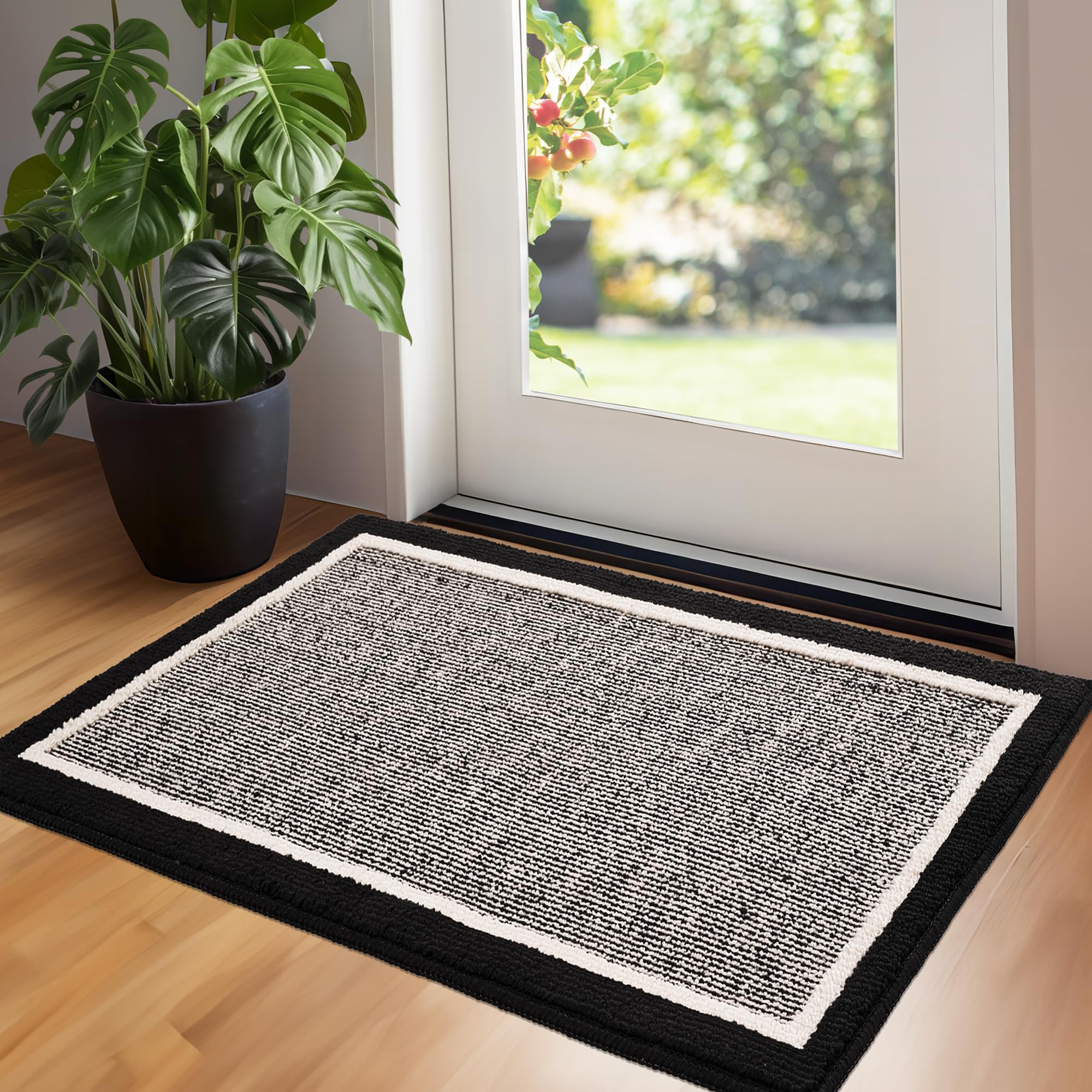 Photo 1 of GRANNY SAYS Door Mat, 24" x 36" Welcome Mat Outdoor Rugs Non-Slip, Dirt Absorb Front Door Mat Outside Entrance, Low Profile Inside Floor Mat, Rugs for Entryway Indoor, Large Mats, Black