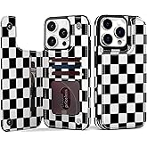 TopPerfekt for iPhone 16 Pro Max Case Wallet with Card Holder, Flip PU Leather Built-in Card Slots,Double Magnetic Clasp and Durable Shockproof for iP16 Pro Max 6.9'' Women Men- Checkered(Black White)