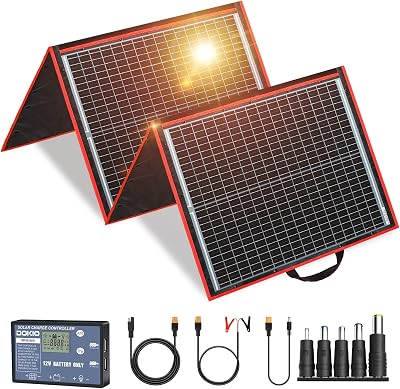 DOKIO 160W Monocrystalline Portable Solar Panel Kit with 10A Controller