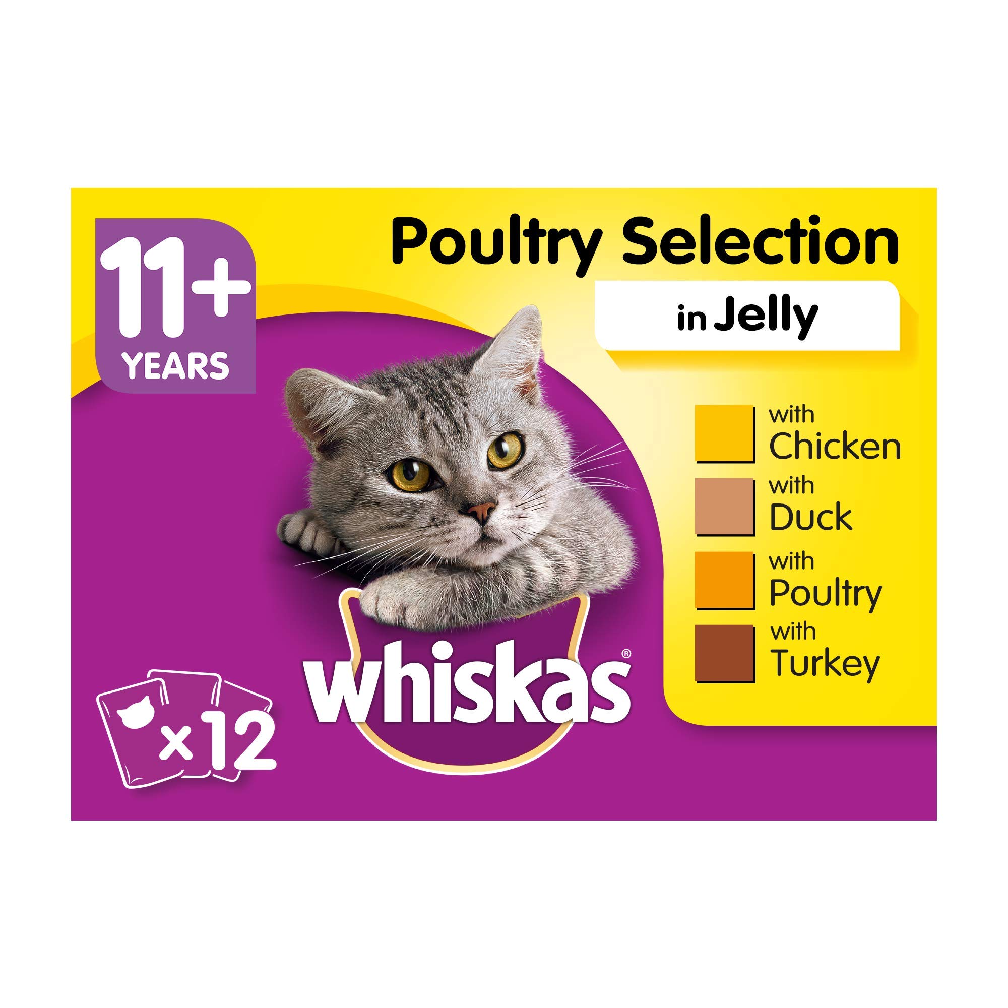 Whiskas Wet Food for Senior Cats, 12 x 100g