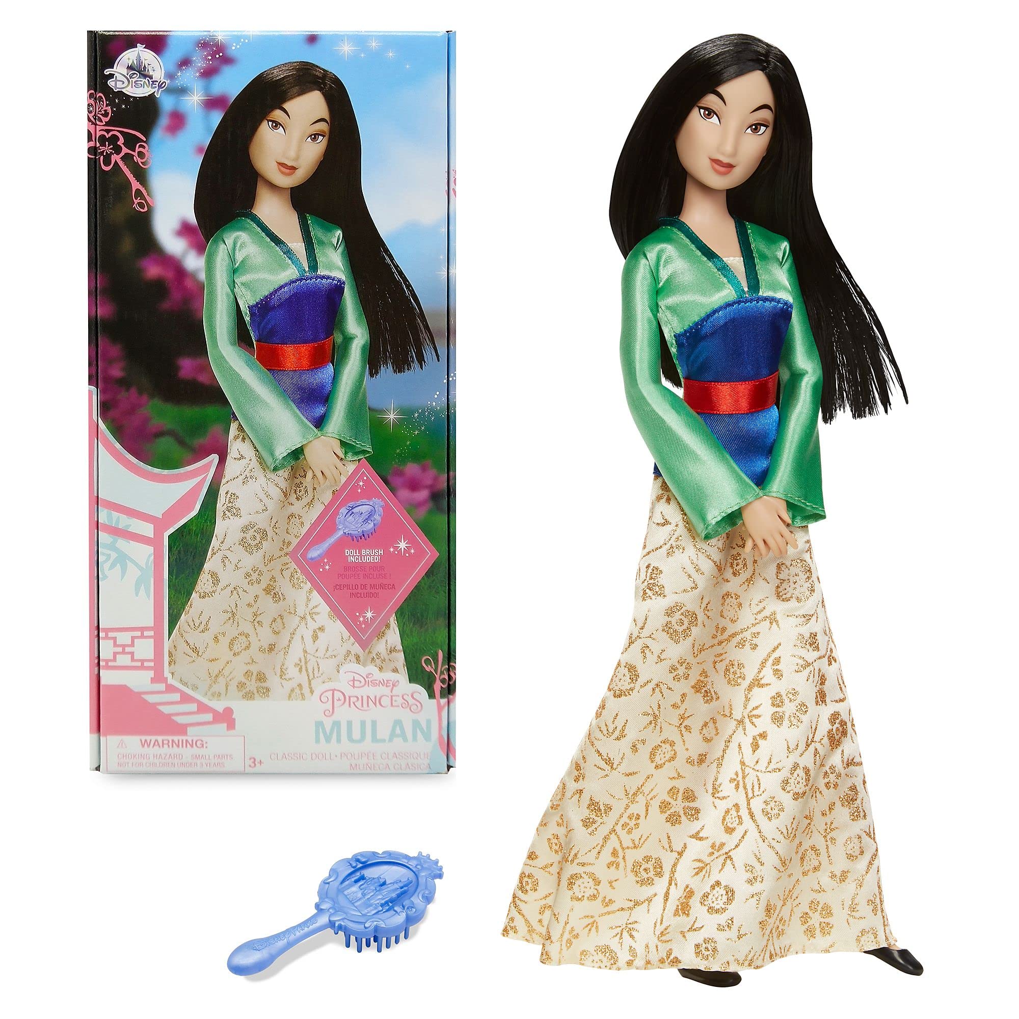 Disney Store Official Mulan Classic Doll for Kids, 29cm/11”, Includes Brush with Moulded Details, Fully Posable Toy in Satin Dress - Suitable for Ages 3+