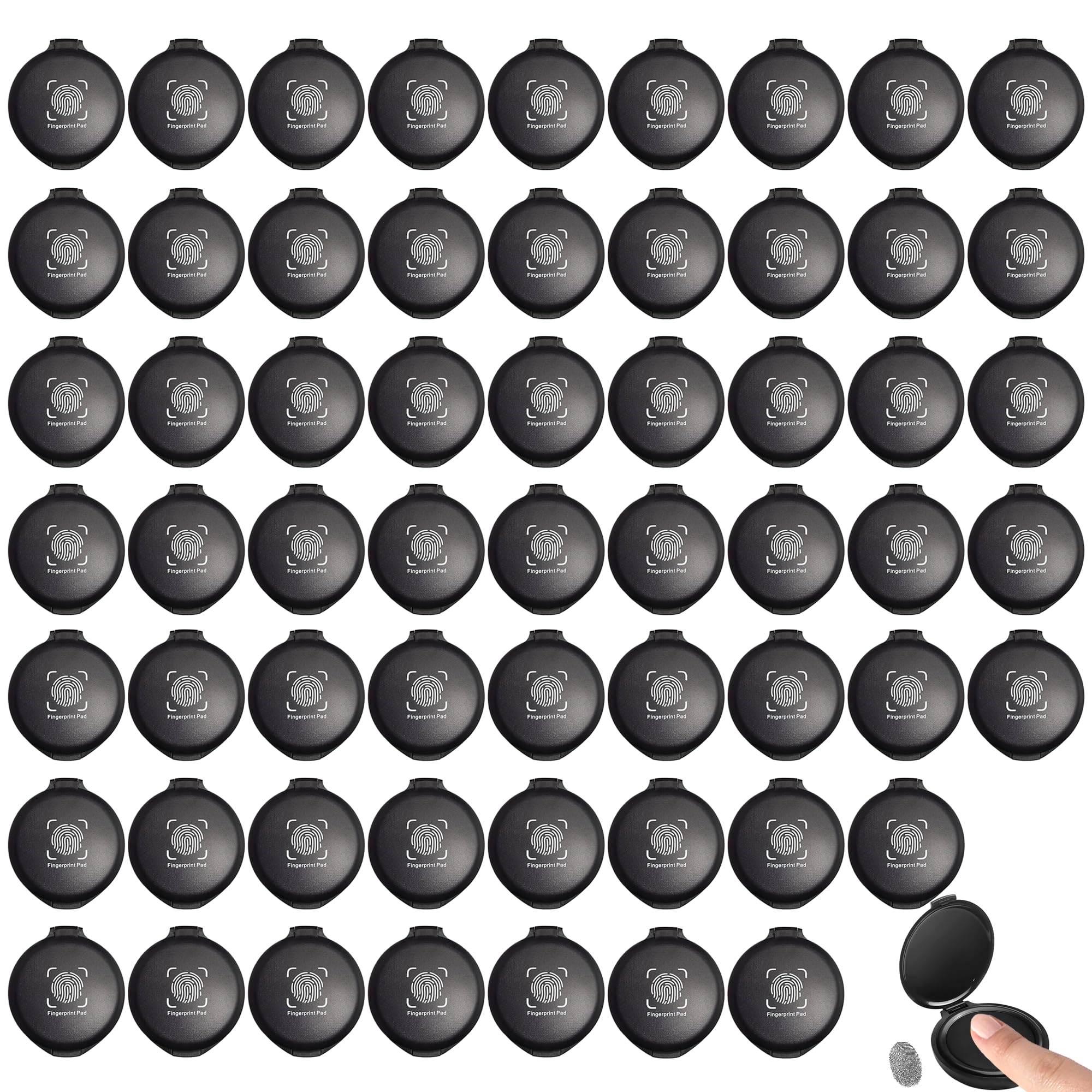 60 Pcs Fingerprint Ink Pad Black Finger Print Stamp
