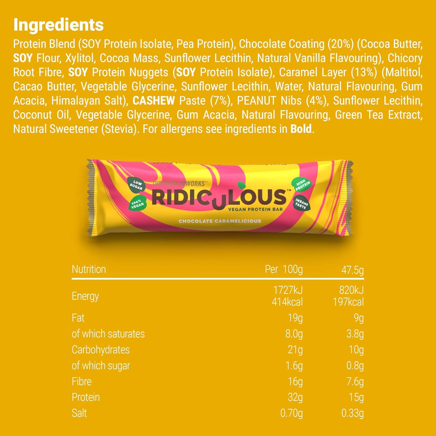 Ridiculous Vegan Protein Bar, Award Winning, Chocolate Caramelicious, 9 Bars, 100% Plant Based & Palm Oil Free, High Protein - Image 5