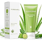 Aloderma Hydrating Facial Cleanser with Organic Aloe Vera - Daily Moisturizing Aloe Face Wash with Shea Butter, Vitamin E - Nourishing Face Cleanser for Normal, Dry Skin, Non-Comedogenic, 100g/3.5oz