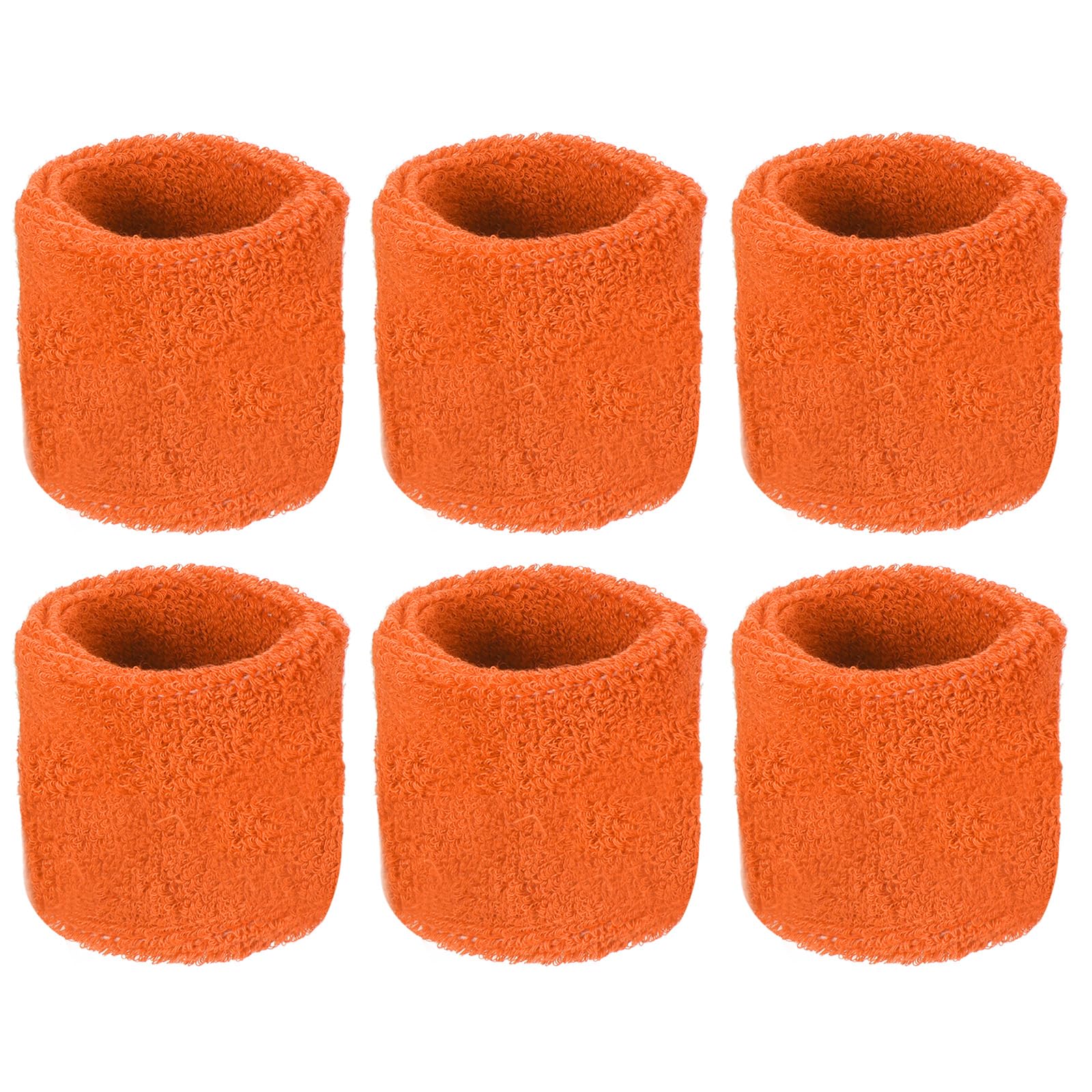 M METERXITY 6 Pack Wrist Brace - Elastic Air-Permeable Cotton Terry Cloth Sweatband, Apply to Tennis/Basketball/Running (8x5cm, Orange)