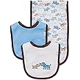 Little Me Baby Boys and Girls 100% Cotton 3-Piece Bib and Burp Sets, 2 Bibs and 1 Burp Cloth