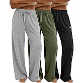 Neer 3 Pack Women's Yoga Pants Loose Casual Wide Leg Sweatpants High Waist Lounge Drawstring Stretch Pants with Pockets