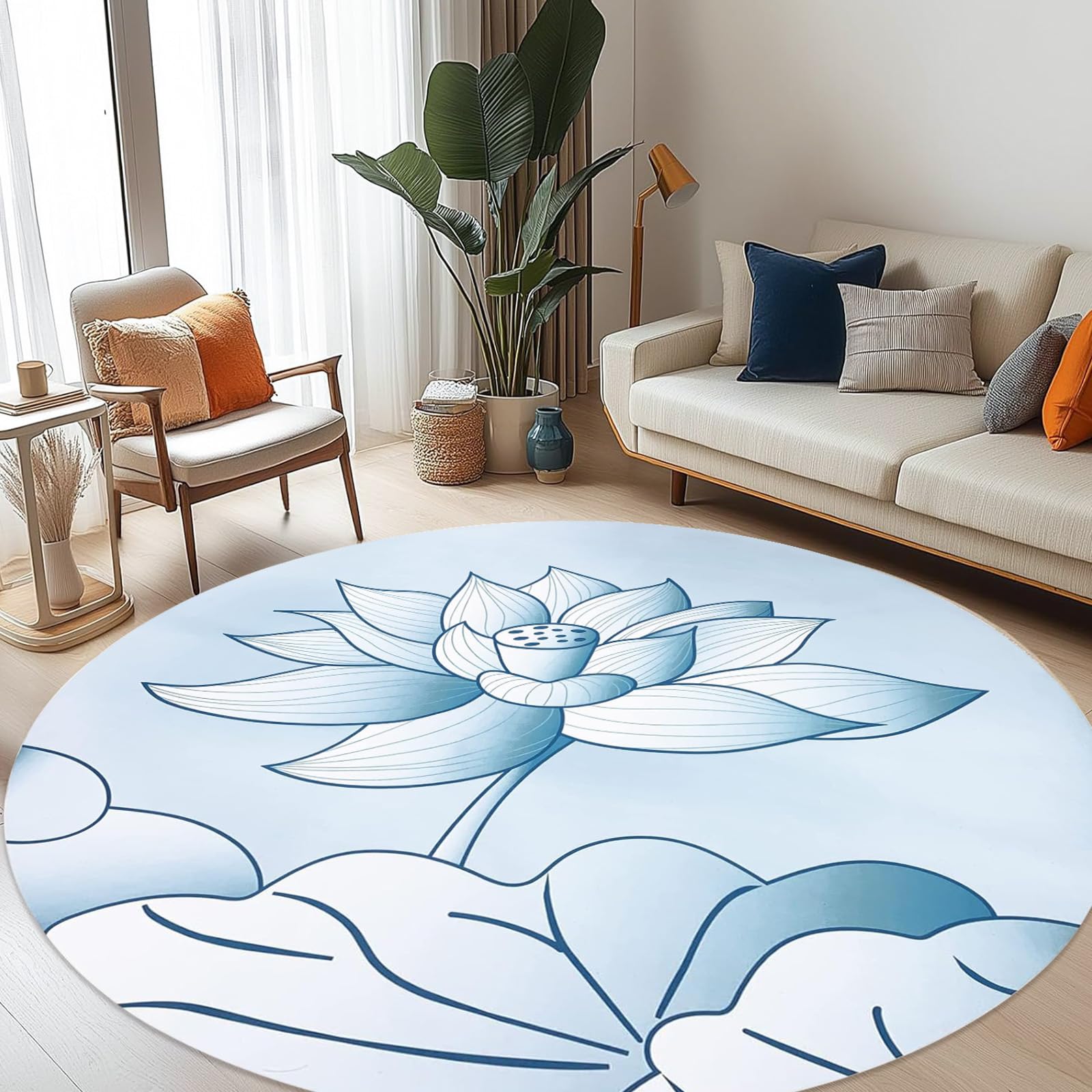 Photo 1 of Abeigoi Large Meditation Yoga Mat Round NonSlip Lotus Pilates Mat Super Large Suitable for Exercise, Meditation, Stretching and Yoga Workout Mat for Home Outdoor (5.2Ft)
