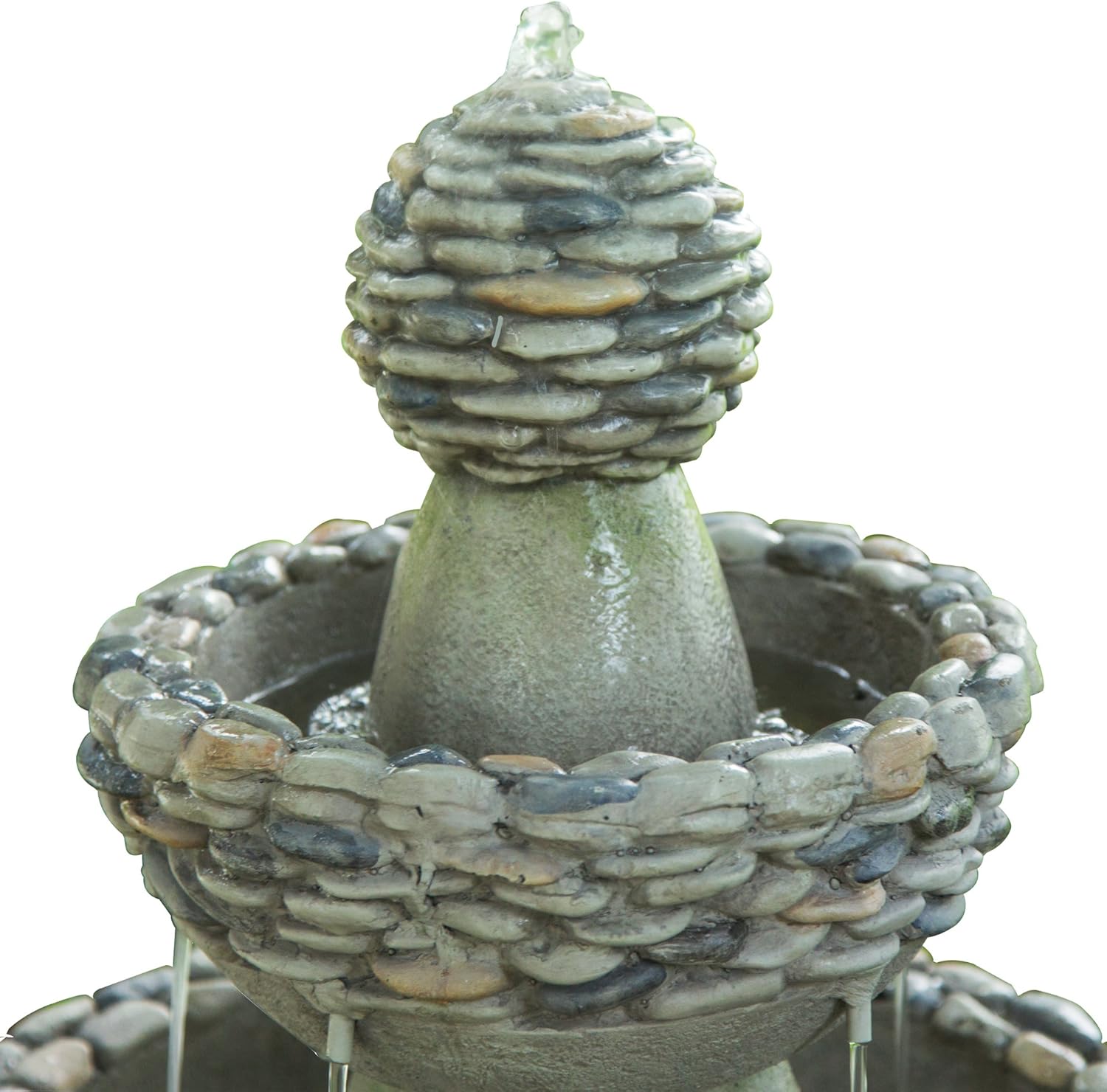Peaktop FI0030AA Majestic Zen 3 Tiered Stone Like Floor Waterfall Water Fountain for Outdoor Patio Garden Backyard Decking with Pump, 37" Height, Gray : Garden & Outdoor