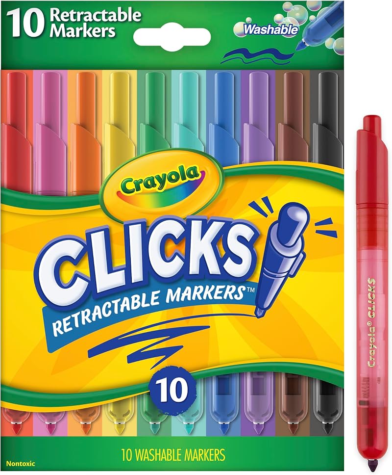 Crayola Cliks Retractable Washable Markers 10 Pack 2 in 1 Tip