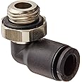 Legris 3199 06 10 Nylon & Nickel-Plated Brass Push-to-Connect Fitting, 90 Degree Elbow, 6 mm Tube OD x 1/8" BSPP Male
