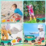 deAO Children's Gardening Sets Toddler Tools 3 12 Kids Wheelbarrow Wagon Green view 6
