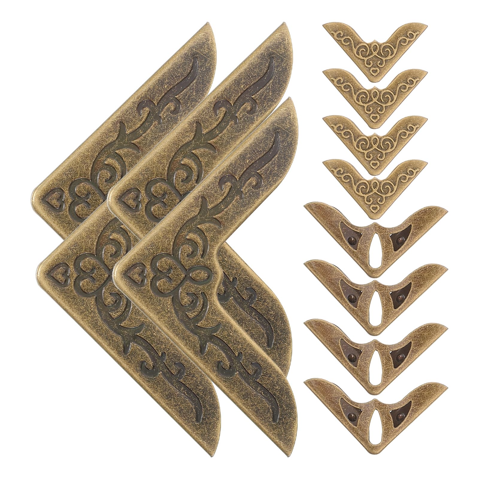 SEWACC 12pcs Metal Book Corner Protectors, Vintage Album Corners Antique Book Edge Covers for Scrapbooking Book Cover Menus