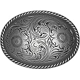 TYWestyles Western Buckles for Women - 1 1/2 Antique Silver Engraved Floral Stylish Heavy-Duty Vintage Western Accessory