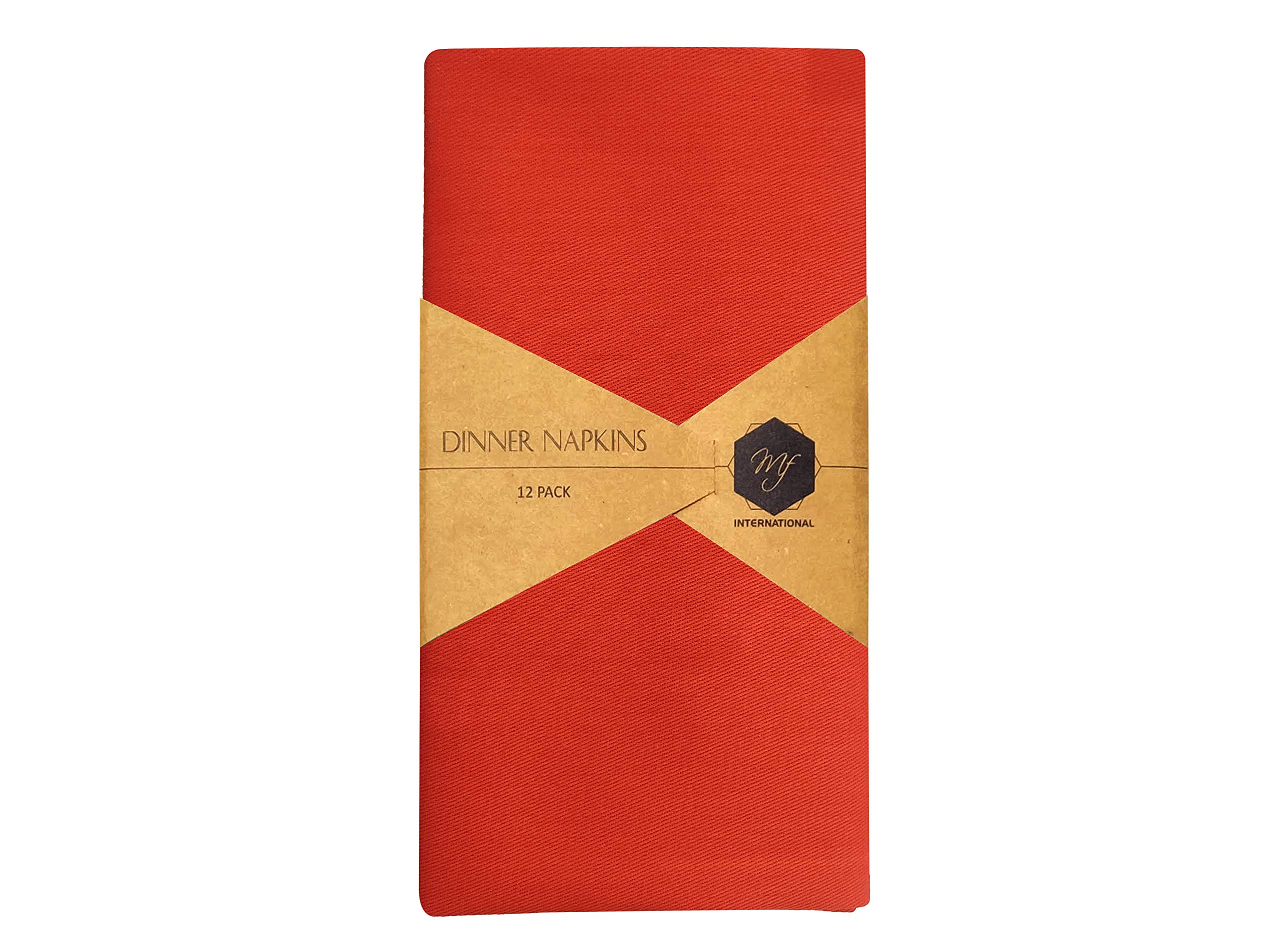 Dinner Napkins | Cloth Napkins | Hotel Napkins | Table Napkins | Premium Hotel Quality | Set of 12 | Cotton Polyester Blend | 18 x 18 in / 45 x 45 cm | Soft, Absorbent, Reusable, Durable (Orange)