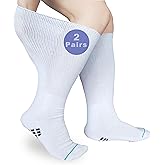 Aisesine Extra Width Diabetic Socks Non Binding for Swollen Feet,Bariatric,Lymphedema Sox for Men Women Plus Size 2 Pairs