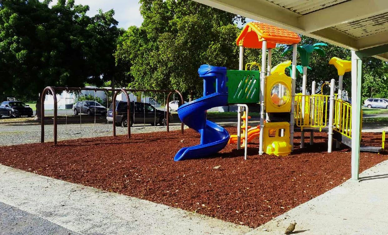 Colored Bulk Rubber Mulch for Playgrounds and Swing Sets [2000 Lbs] Recycled Tire Rubber Surfacing for Outdoor Safety - Eco-Friendly, Easy to Install and Incredibly Durable (Brown)