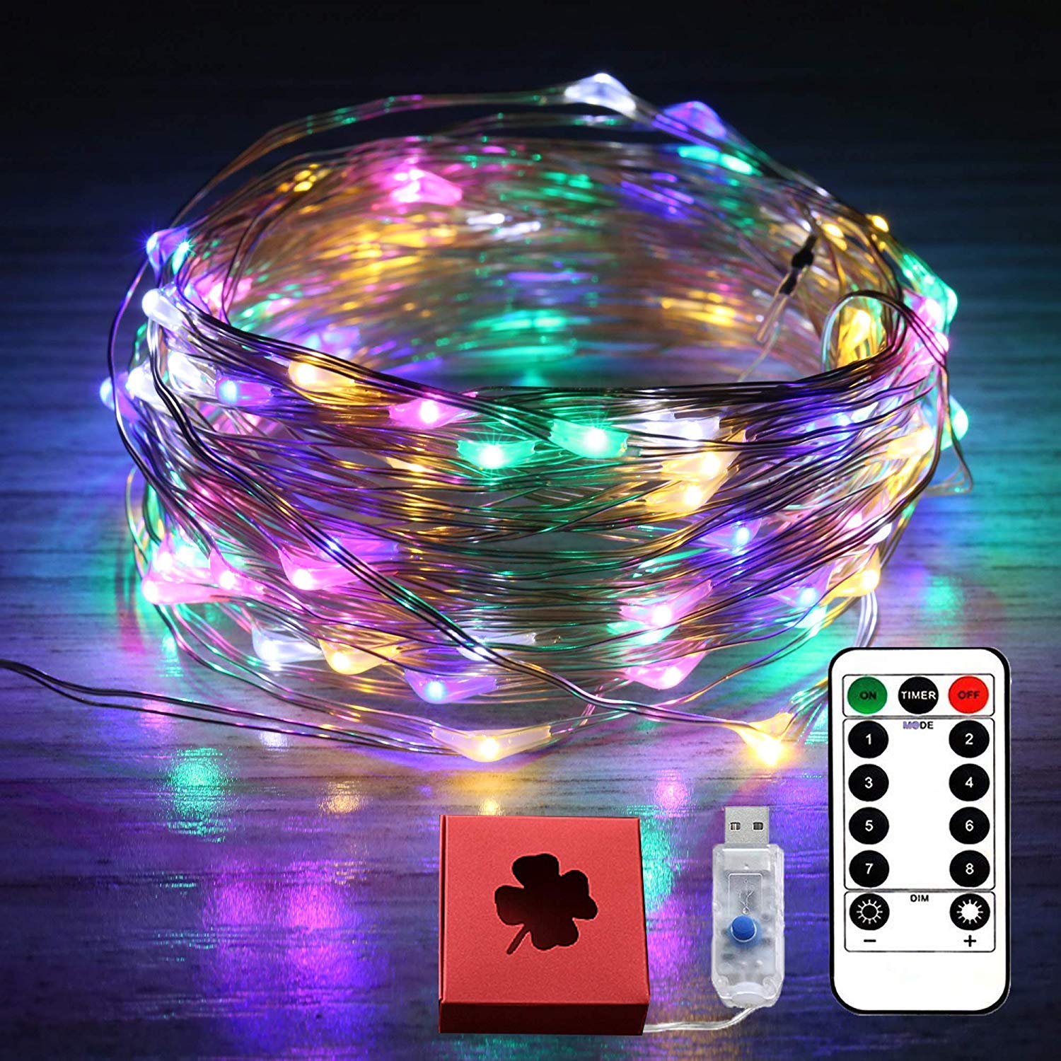 Zhuohao 100 Led 33ft Usb Starry Fairy String Lights Waterproof Silver Copper Wire Light 8 Modes Christmas Lights Suitable For Christmas Wedding Party