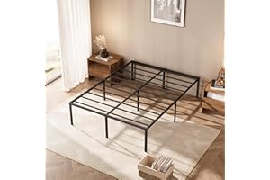 JTPTU Heavy Duty Bed Frame Full Size,18 Inch High Metal Plarform Full Bed Frame No Box Spring Needed,Reinforced Steel Slat Support Full, Easy Assembly, Noise Free,Black Bed Frame Full Size
