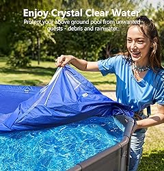 POOLHACKER Winter Pool Cover 15FT/18FT/21FT/24FT