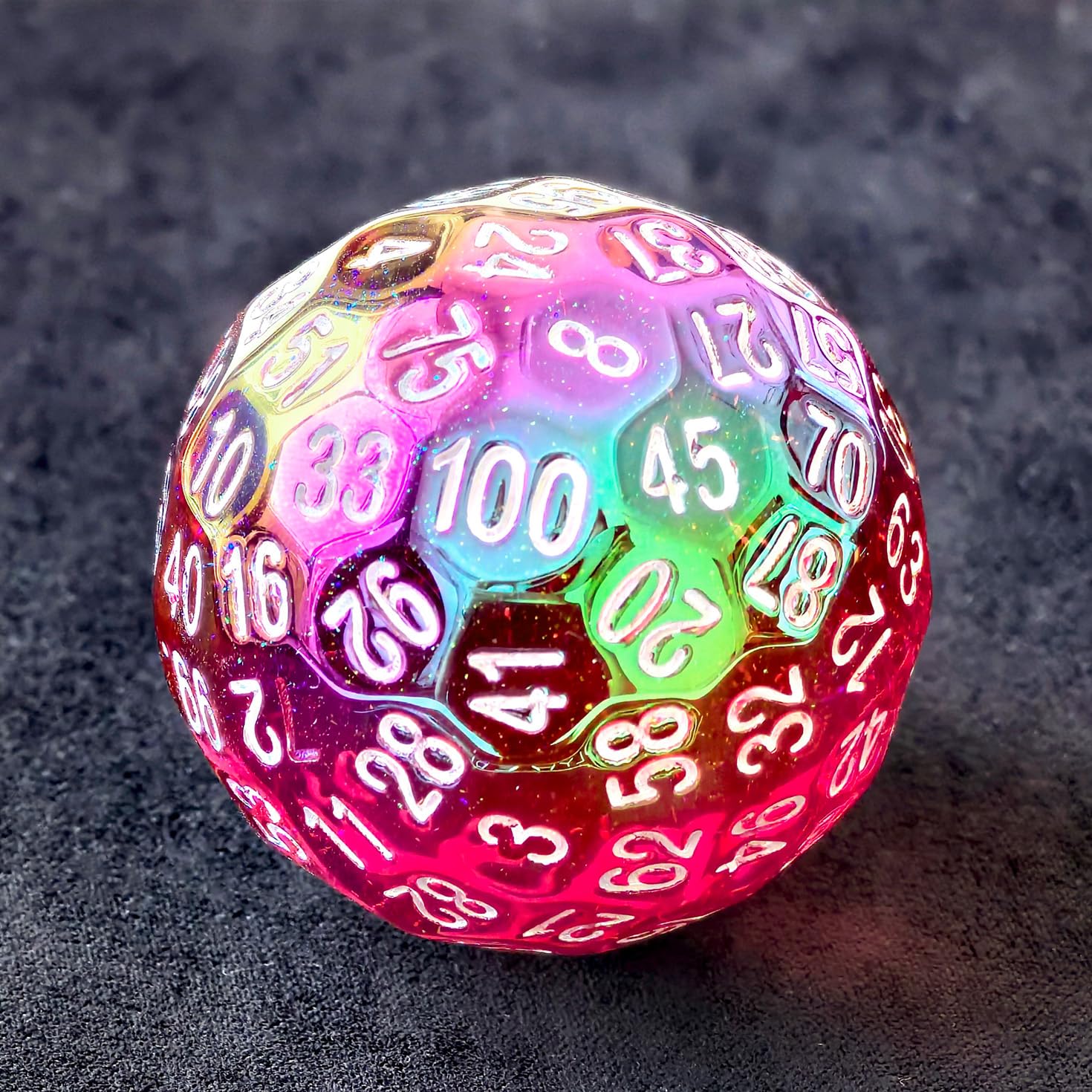 Bescon Dazzling Red 100 Sided Dice, Game Dice D100, Polyhedral Solid 100 Sides Dice 45MM in Diameter (1.8inch)