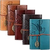 Chinco 5 Pcs Journal Notebook Refillable Leather Diary Leather Vintage Writing Journal Travel Business Work Notebook Gifts Bulk For Women Men With Blank Pages And Retro Pendants, 7 X 5 In