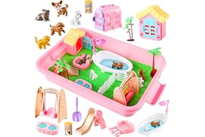 Aprilwolf 21 PCS Pet Sensory Bin, Dog & Cat Sandbox with Sand & Box, Play Sand Art Toys Kit, Pet Care Play Set, Beach Toys for Kids Ages 4-8, Birthday Gift Girls Boys 3 4 5 6 7 Years Old
