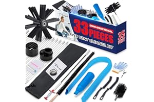 Dryer Vent Cleaner Kit, Bluesea 33-Piece Omnidirectional Dryer Cleaning Kit Include 35 Feet Dryer Vent Brush, Upgrade Noiseless Dryer Lint Vacuum Attachment, Lint Trap Brush, Vacuum & Dryer Adapters