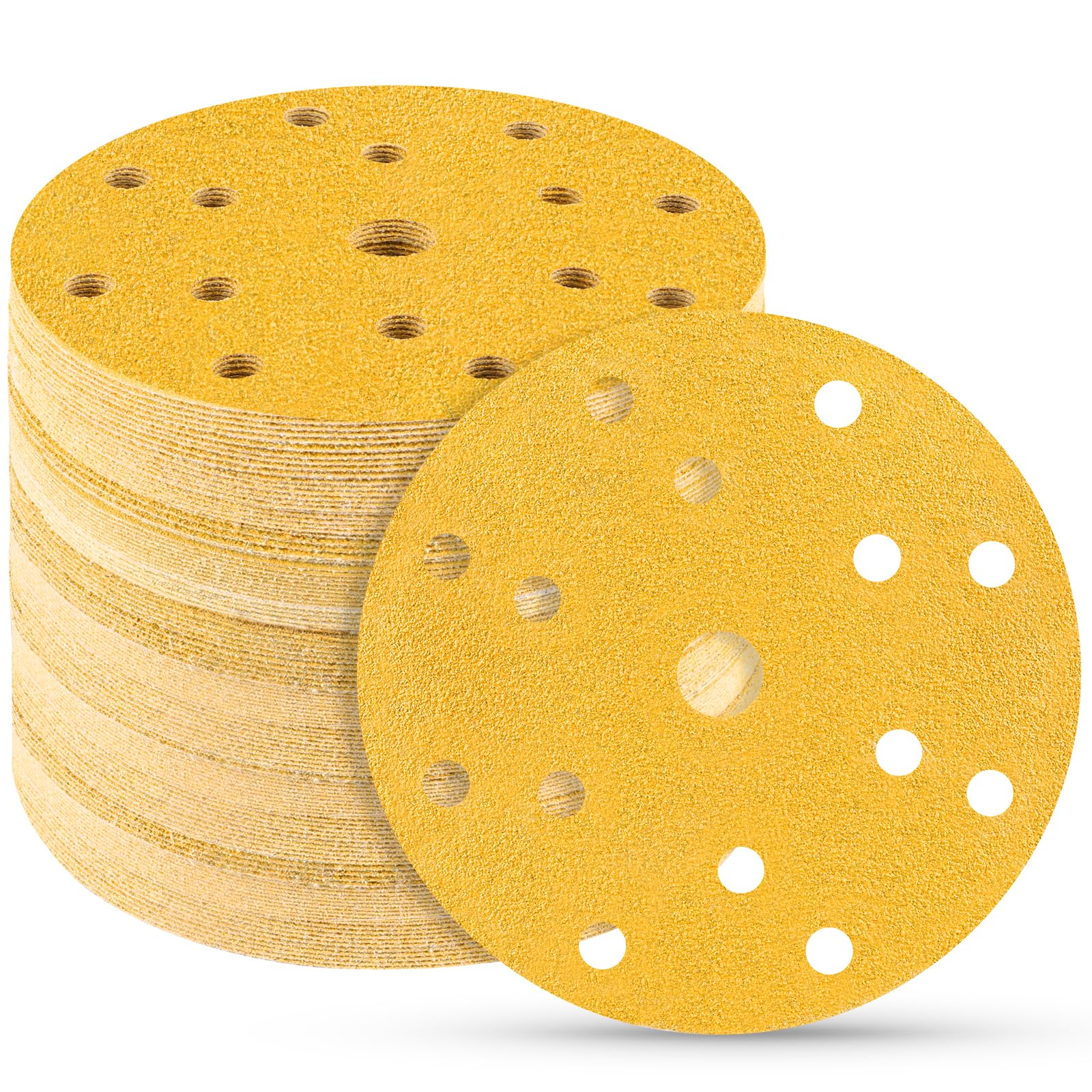 STEBRUAM 50pcs 150mm Sanding Discs,60 Grit 6 inch 15 Holes Hook and Loop Sanding Pads for Random Orbital Sander Pads and All Oscillating Tools