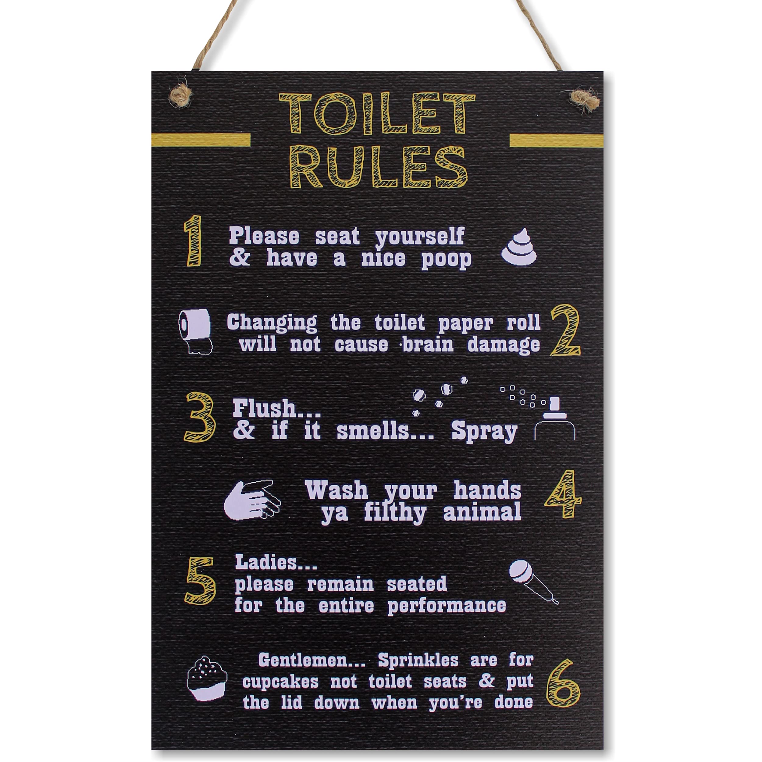 CARISPIBET Toilet Rules - home decorative signs funny quirky plaques bathroom decor home accessory 8''x12''