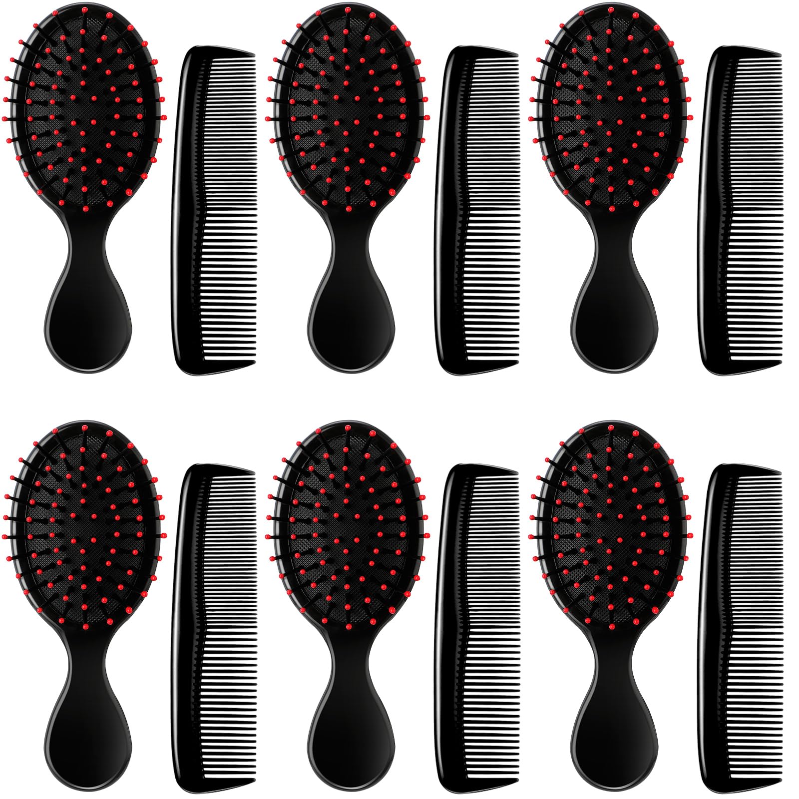 Photo 1 of 12 Pack Wet Small Hair Brush Combs Set, 6 Detangler Mini Brush Detangling Travel Hair Brush 6 Plastic Fine Wide Combs for Women Men Kids Toddler Girls Baby(Black)