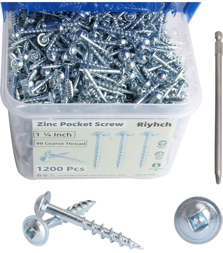 LIONMAX Pocket Hole Screws 1-1/4 Inch - 100 PCS #8 Coarse Thread With Washer Head & Free Square Drive Bit - View #6
