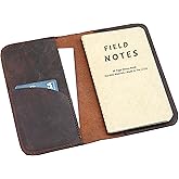 HERTE Leather Journal Cover for Field Notes, Small Pocket Size Notebook 3.5" X 5.5" for Wallet memo Pocket Cover, Handmade Leather Cover for Notebooks