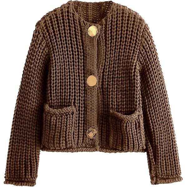 Yimoon Women's Cropped Cardigan Sweaters Button Down Chunky