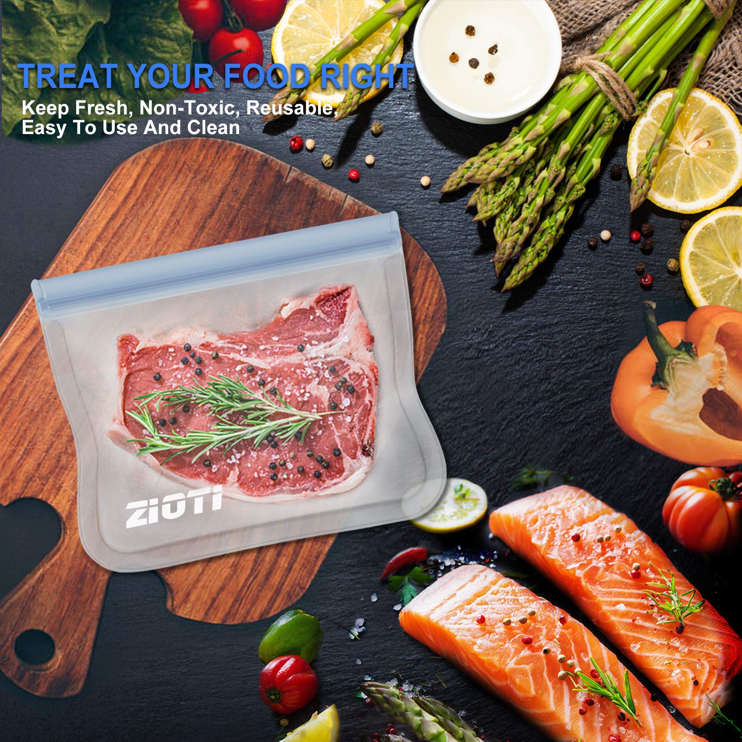 Reusable Storage Bags 10 Pack, 2 Reusable Sandwich Bags, 5 Reusable Freezer Bags and 3 Reusable Snack Bags, 2019 BPA FREE Extra Thick Leakproof Easy Seal Gallon Ziplock Lunch Bags for Home and Travel