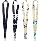 GTOTd The Great Wave Teacher Neck Lanyard（4 Pack） for Key String Wallet.Japanese Aesthetic Stuff Accessories Decor Gifts Merch Party Supplies ID Card Badge Holders Keychain for Teens Student Office