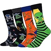 Wish Island Men's 5 Packs Fun Crazy Animal Cotton Casual Crew Socks