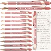Supervitae 25 Sets Valentine's Day Inspirational Gifts for Women Pink Ballpoint Pens with Inspirational Cards Employee Appreciation Gifts for Coworker Staff Team Office Party Favors (Positive)