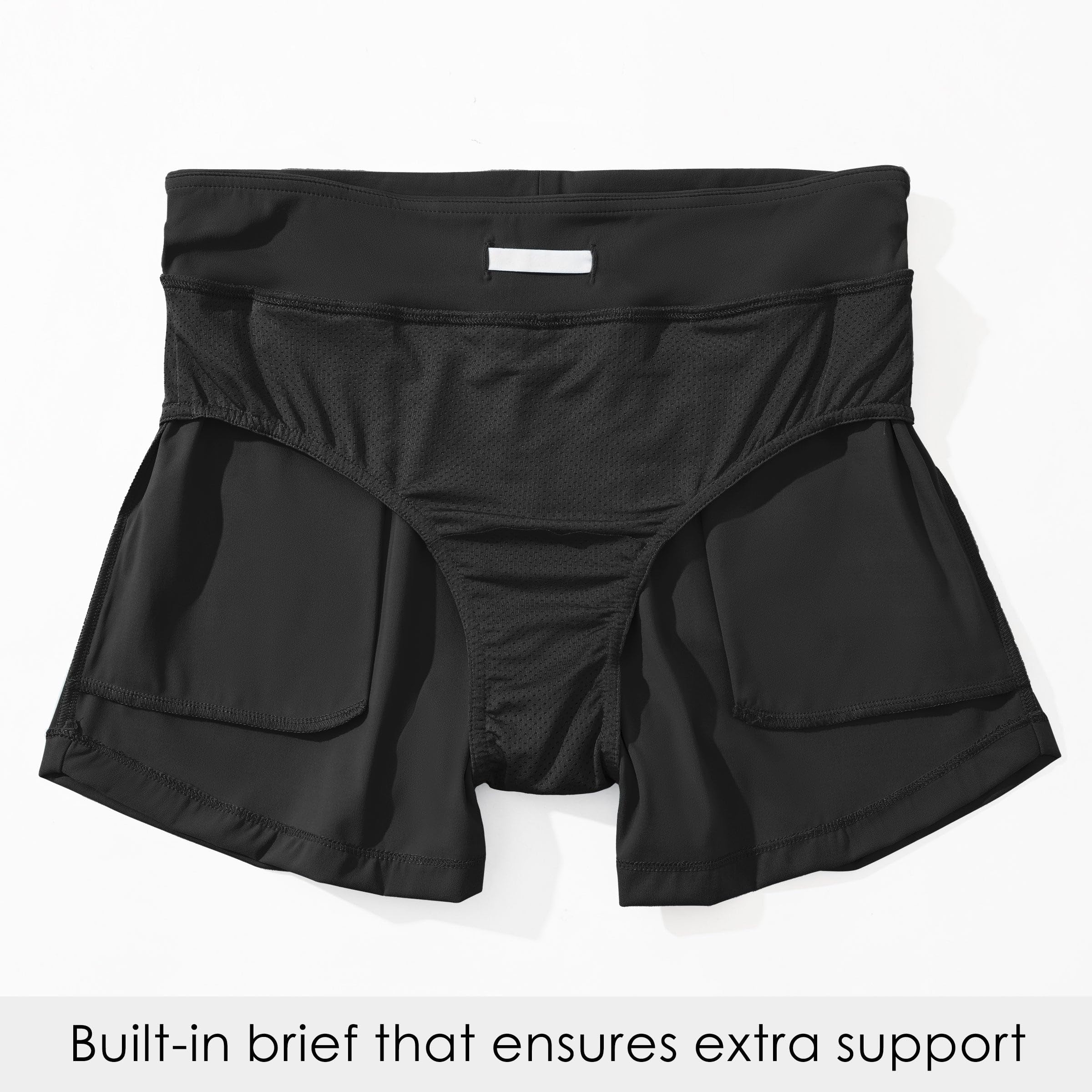 WILLIT Damen Badeshorts Swim Board Shorts Badehose Schwimmen Bottoms Tummy Control Bikini Shorts Beachshorts 3,5 Zoll mit Liner Schwarz M 6