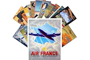 PIXILUV Vintage PostCards 24 pcs Vintage Travel Posters Aviation Planes European
