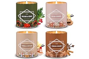 MOLENSUN Winter Candle Set, Winter Scented Candles for Home, Holiday Candle Gifts for Women Men, 4 Pack 36oz Soy Candles, Winter Scents of Balsam Cedar/Sugar Cookies/Vanilla Cupcake/Sparkling Cinnamon