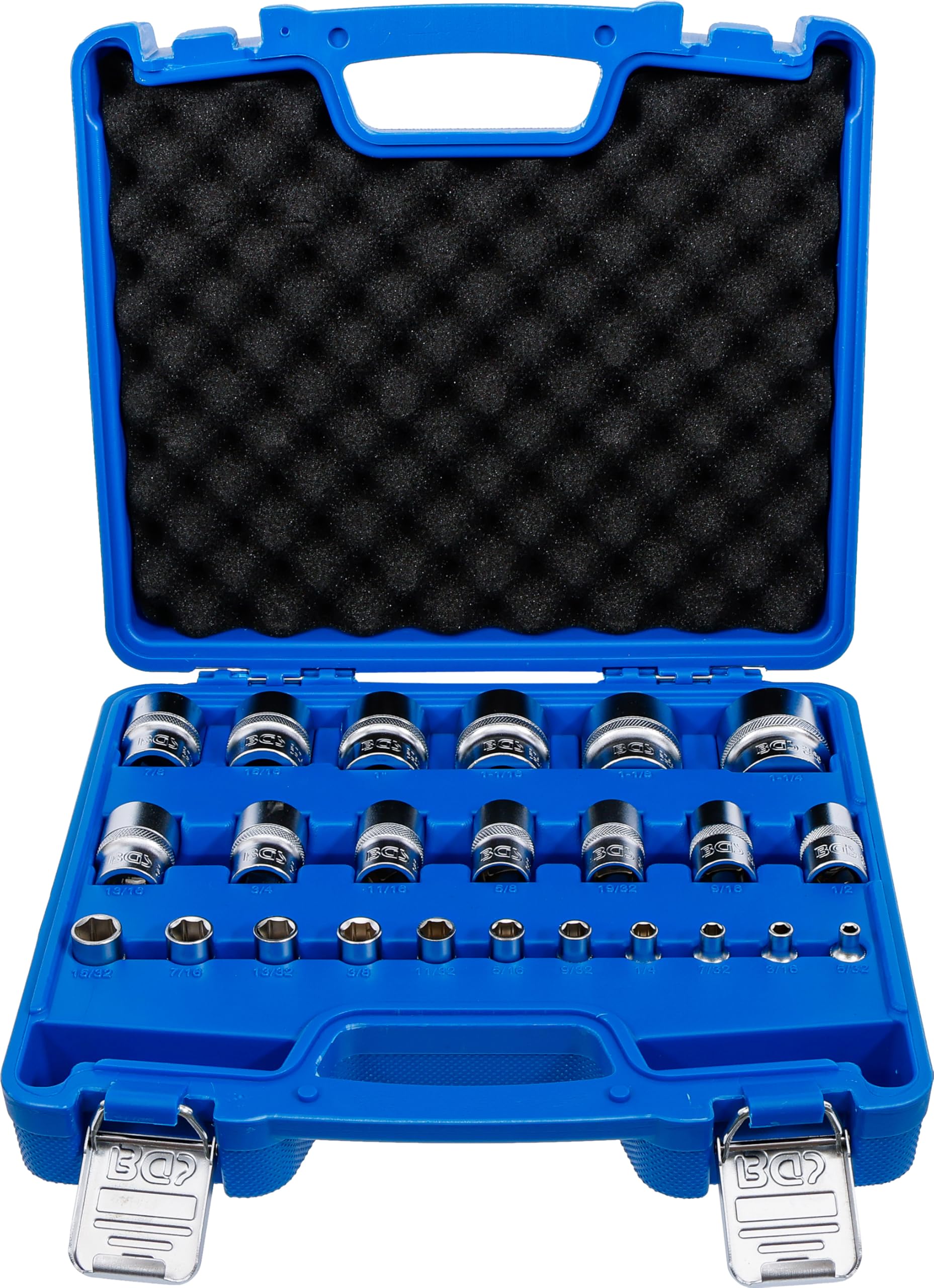 BGS 2246 | Socket Set, Hexagon | 6.3 mm (1/4") / 12.5 mm (1/2") Drive | Inch Sizes | 24 pcs.