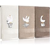 Hillsuren 3 Pcs Silly Goose Hand Towels Decorative Silly Goose Bathroom Decor Geese Gifts Brown Farmhouse 100% Cotton Embroidered Towels for Bathroom Kitchen Decor, 13.3 x 29.5''