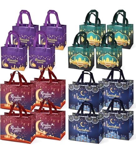 12 Piezas Eid Mubarak Bolsas De Regalo Eid Decoración Ramadán Suministros De Trato Bolsas | En Línea