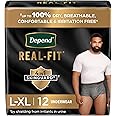 Depend Real Fit Incontinence Underwear for Men, Disposable, Maximum Absorbency, Large/Extra Large, Grey, 12 Count, Packaging May Vary